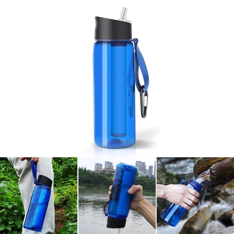 650ml Camp Survival Water Filter Filtration Bottle, Sports Water Purifier Bottle gallery