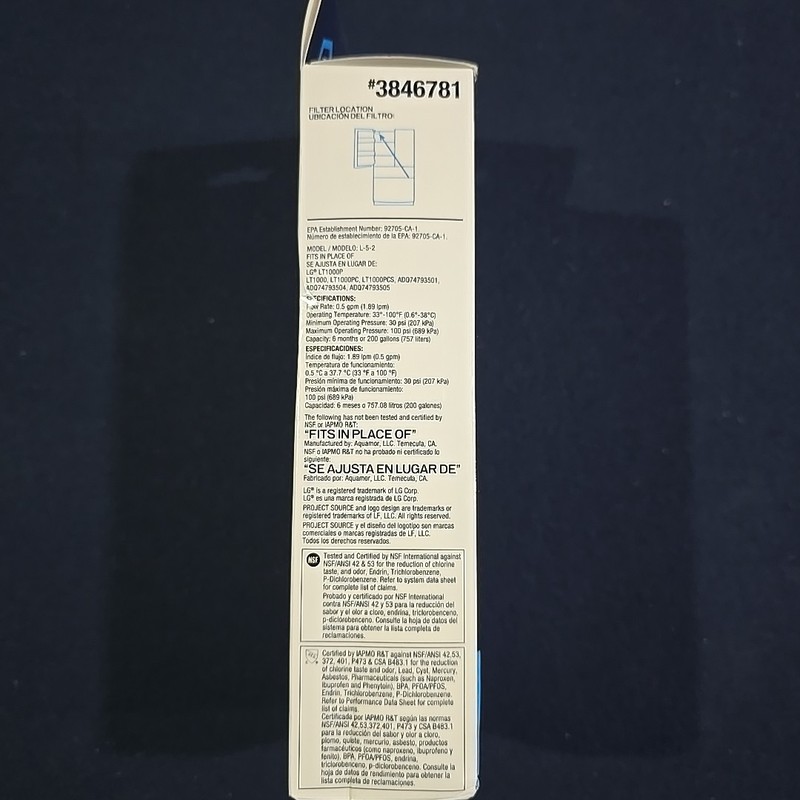 Project Source 6-Month Twist-in Refrigerator Water Filter L-5-2 Fits LG #3846781 gallery