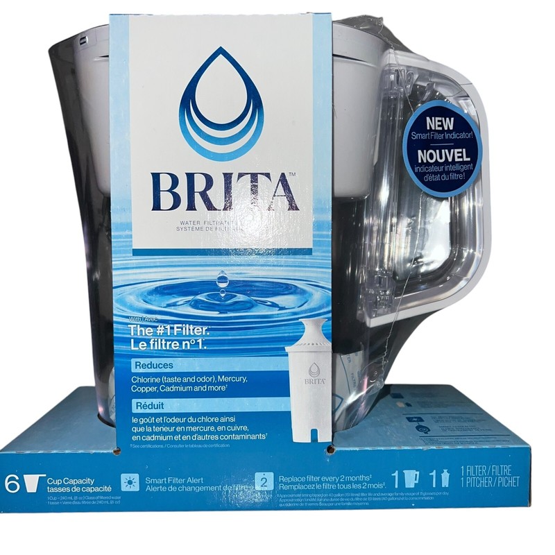 Brita Small 6 Cup Space Saver Water Filter Pitcher with 1 Standard Filter, Space