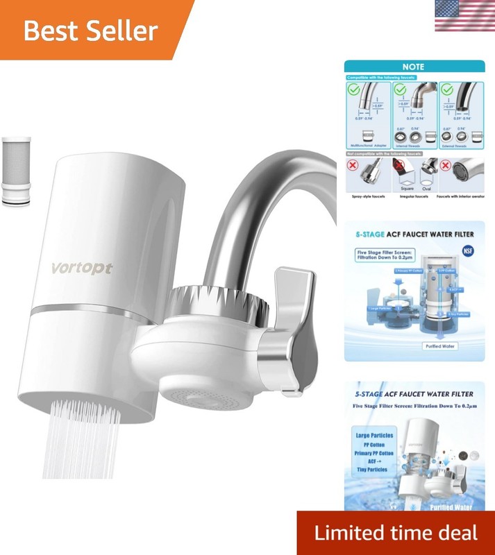 Faucet Water Filter for Sink, Rapid Flow – 400 Gallons Faucet Mount Water Fil…
