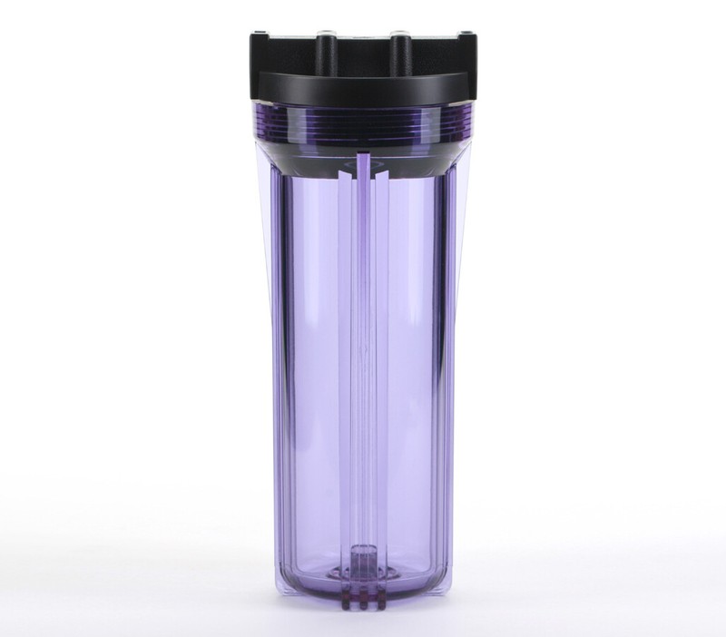 Hydronix 10″ Clear Housing w/ Black Rib Cap, RO & Filtration Systems, 1/4″ Ports