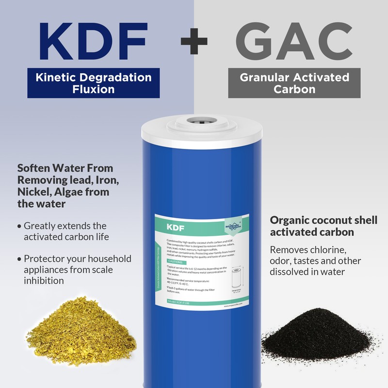 1-6 Pack 10"x4.5" KDF GAC Big Blue Whole House Water Filter Heavy Metal Removal gallery