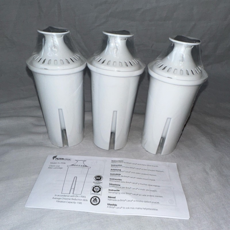 FilterLogic FL-PF06 Water Filter Cartridges For Brita Classic Jug 3 Pack 150L