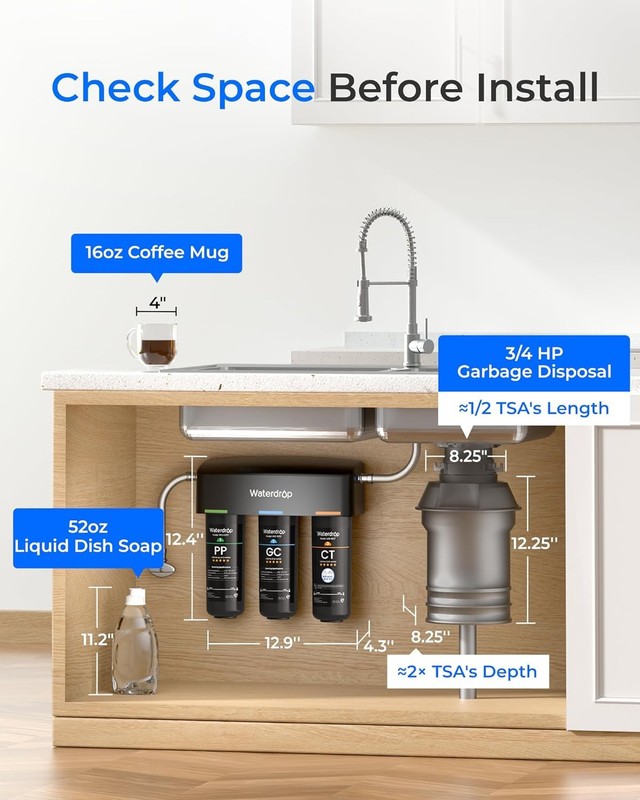Waterdrop TSA 8 Layer Under Sink Water Filter System, Reduces PFAS, PFOA/PFOS gallery