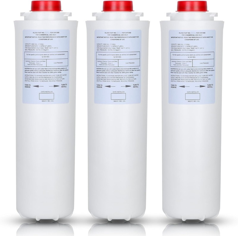 3 PACK 51300C Water Replacement Filter (No Chip) For Elkay ERF750 EWF3000 Ezh20