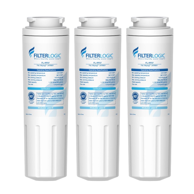 Filterlogic UKF8001 Replacement for EveryDrop® 3 Count (Pack of 1), White