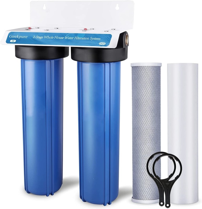 Geekpure 2 Stage Whole House Filter System-1″ NPT 4.5″ x 20″ box broken/item new