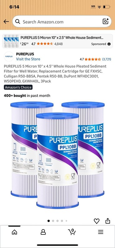 10”x4.5” Sediment Pleated Water Filter