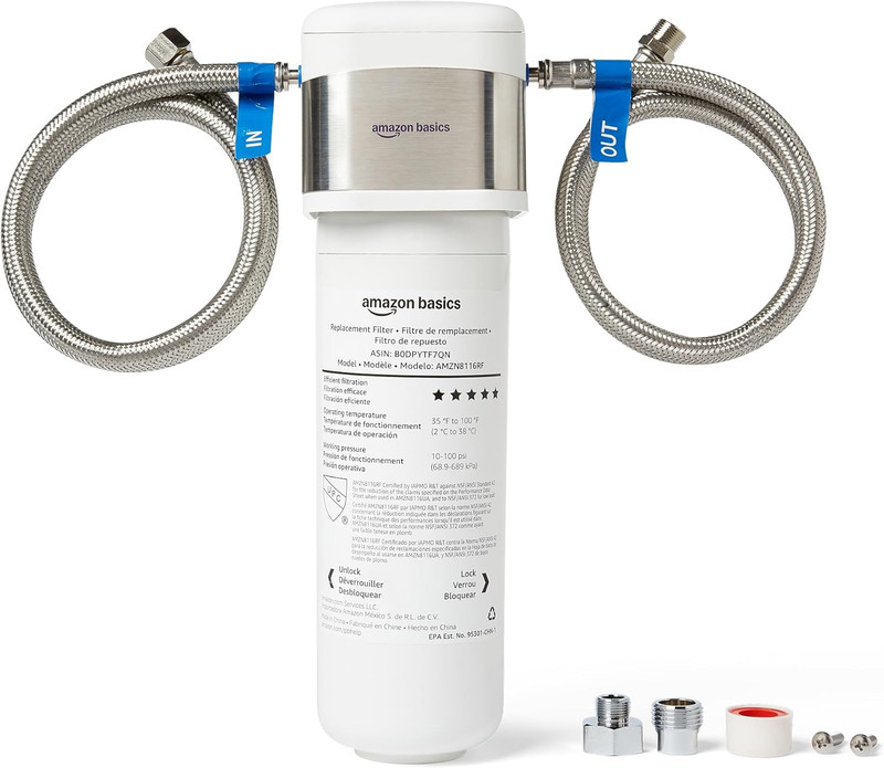 under Sink Water Filter System, NSF/ANSI 42 & 372 Certified, Easy Twist-And-Lock