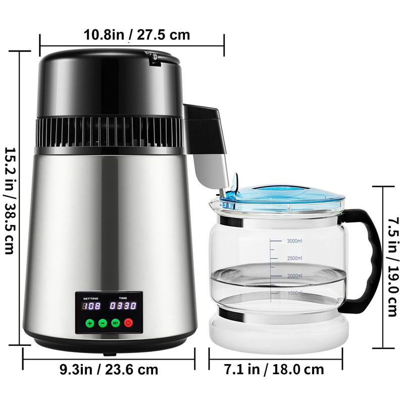 VEVOR 4L Water Distiller 1L/H Distilled Water Filter Timing & Temp Display 750W gallery