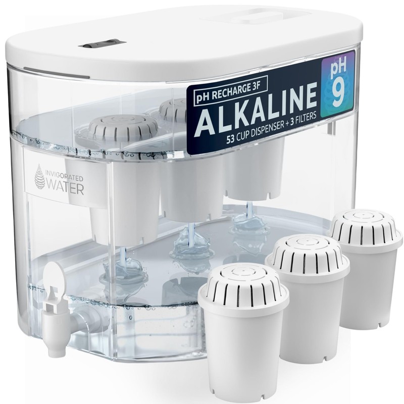 – Alkaline Countertop Water Filter Dispenser, Large 53-Cup Capacity, Minerali…