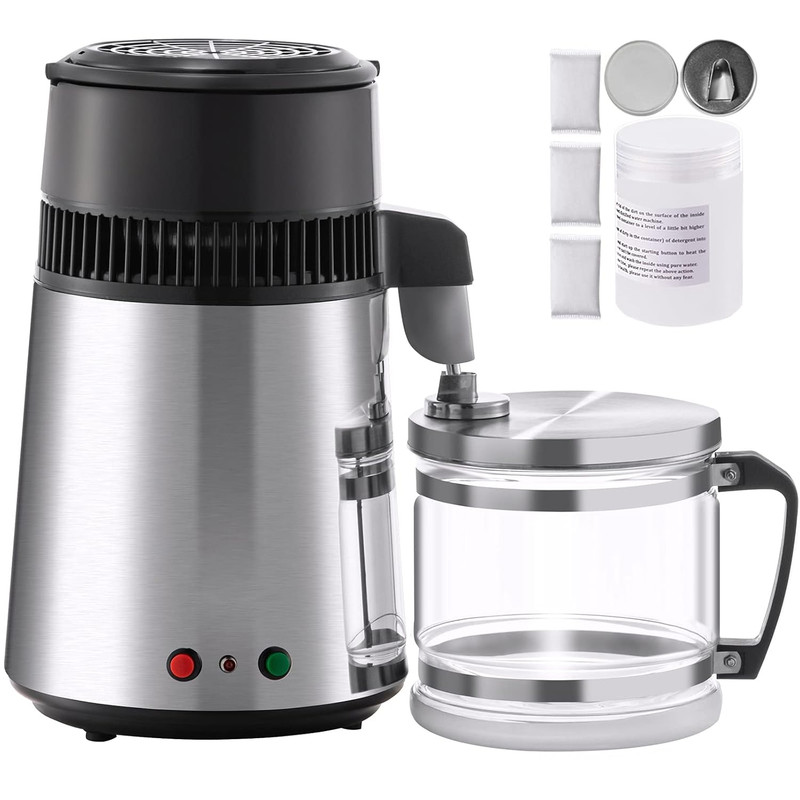 4L Distilled Water Maker, 304 Stainless Steel Distilled Water Machine, 750W Coun