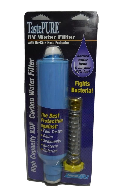 Camco TastePURE KDF Carbon Water Filter Flexible Hose Protector 40043