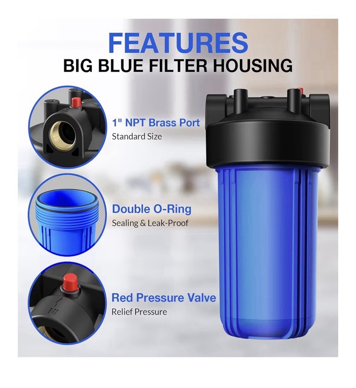 SimPure Whole House Water Big Filter Housing (DB10C) 10" x 4.5" Blue for Whol... gallery