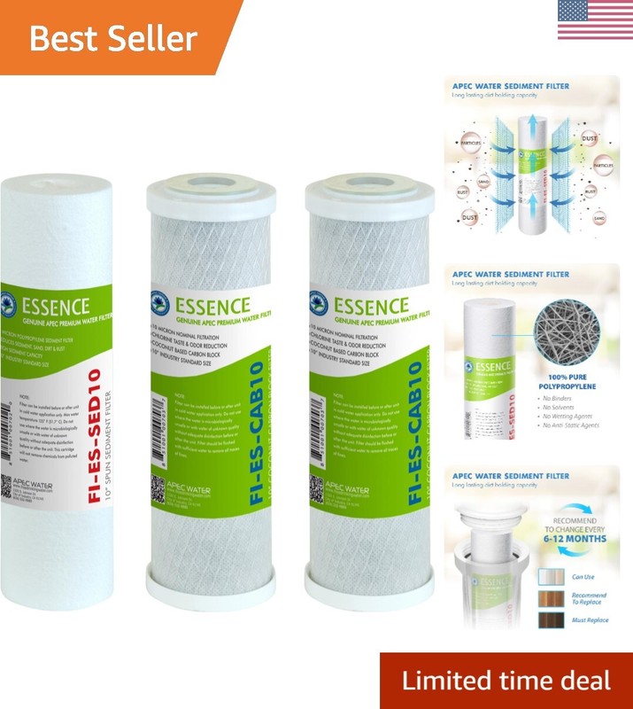 Efficient Water Filter Set for Essence ROs – Carbon and Sediment Stages Included