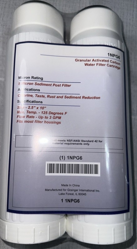 1NPG6 2-Pack Granular Activated Carbon Water Filter Cartridge-5 Micron(Grainger)