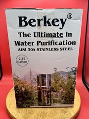 Big Berkey Steel Water Filter System 2.25 Gallon W/ 2 New Black Berkey Elements