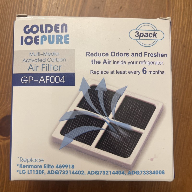 Golden ICE PURE GP-AF004 Refrigerator Air Filter Carbon Activate 3 Pk LG Kenmore