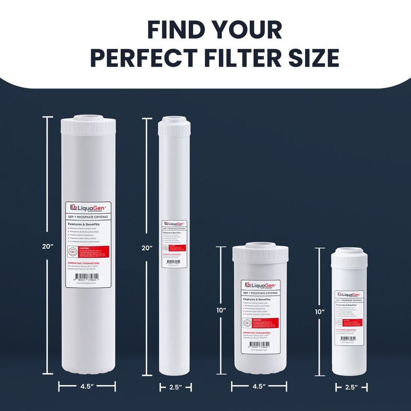 LiquaGen 4.5" x 10" GAC/UDF + Phosphate Crystals Cartridge – Scale Reduction gallery
