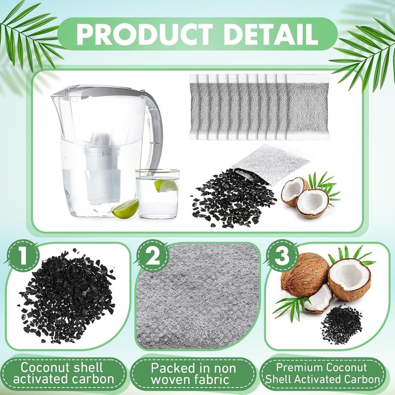 100 Pcs Activated Charcoal Water Filter Coconut Shell Distiller Filters Activate gallery