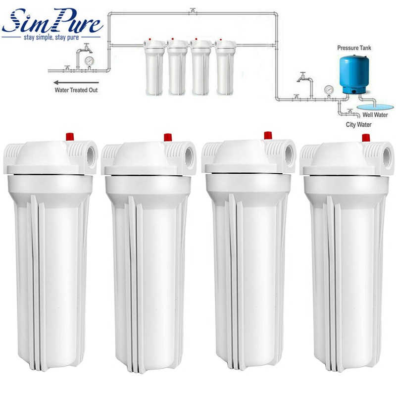4 Pack 10″ x 2.5″ Whole House Water Filter Housing System 3/4″ NPT for Home & RV