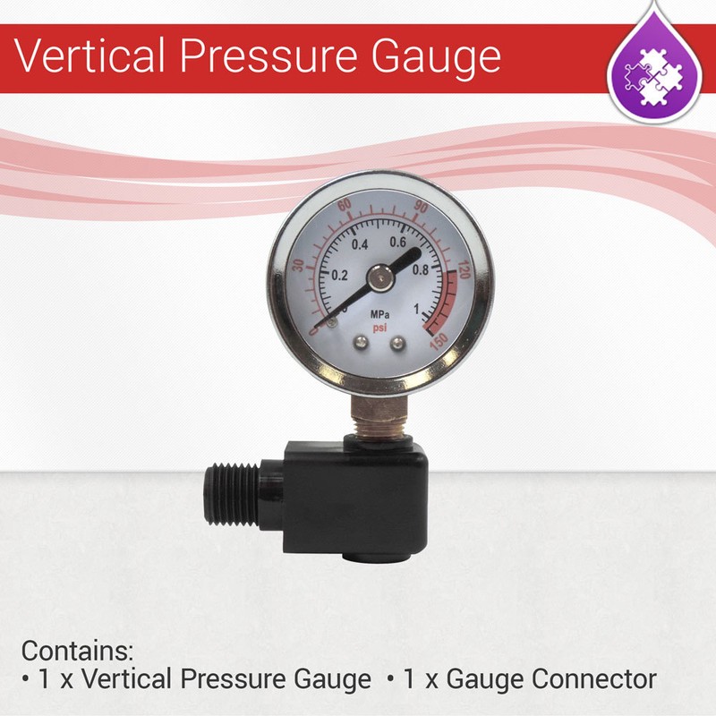 Reverse Osmosis Membrane 1.5″ Vertical Pressure Gauge 0 – 150 PSI + 1/8″ Adapter