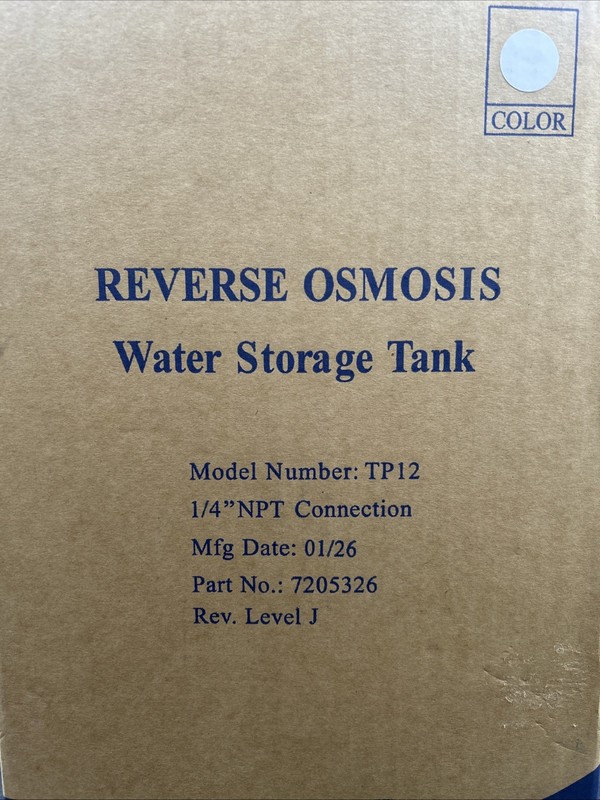 Reverse Osmosis Water Storage Tank 1/4″ NPT Connection Model TP12