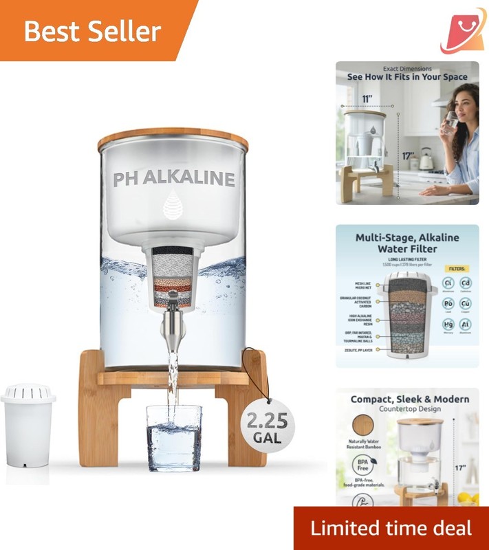Alkaline Water Dispenser Filter System Glass 8.5L Home Office Purifier