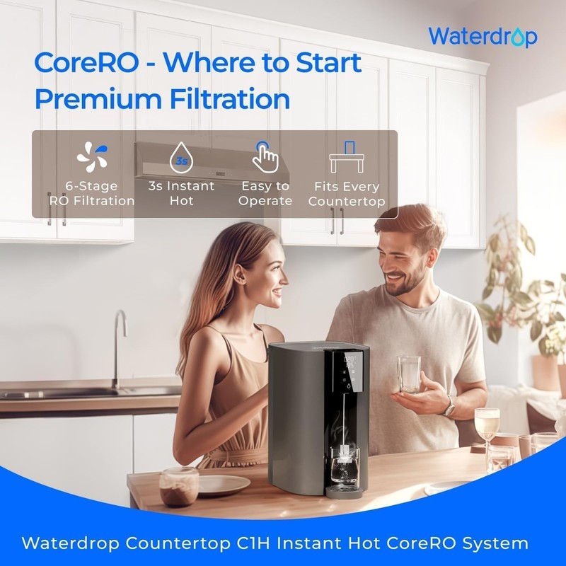 Waterdrop C1-G Countertop Reverse Osmosis System 6-Stages, Glass Bottle Included gallery