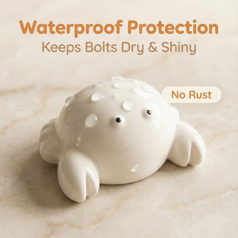 Bonie Bliss 2 Pack Toilet Bolt Caps, Ceramic White Cute Crab, Decorative Bath... gallery