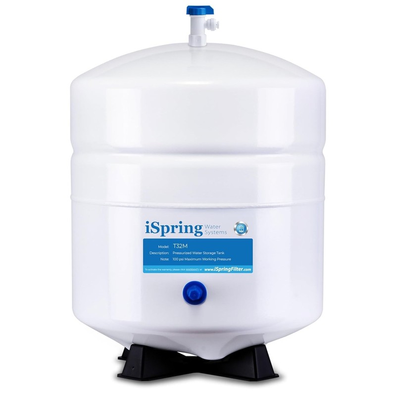 iSpring T32M Pressurized Water Storage Tank with with Ball Valve for Reverse RO