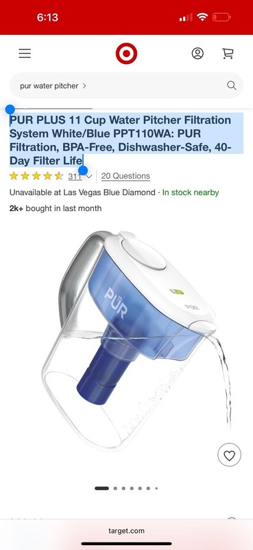 PUR Plus 11-Cup Water Pitcher Filtration System White/Blue PPT110WA gallery