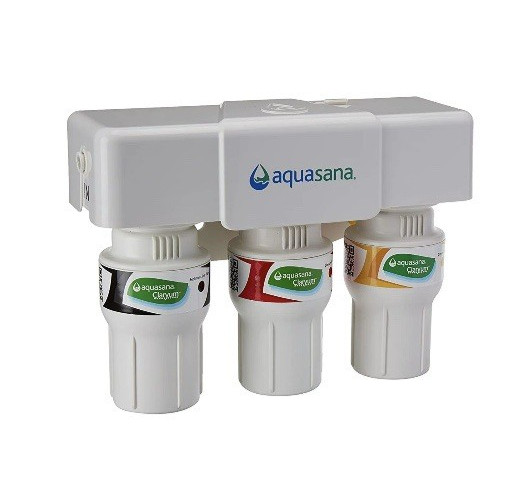 New Aquasana Under Sink 3-Stage H2O Filter System Brushed Nickel AQ-5300 NIB gallery
