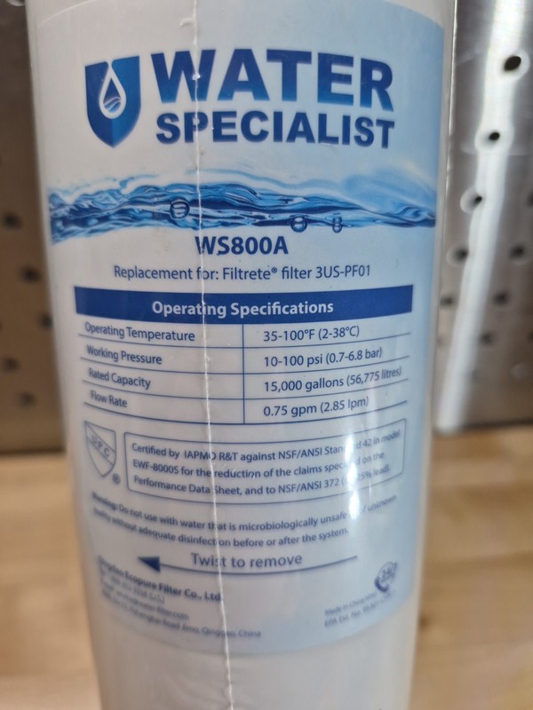 Waterspecialist 3US-PF01 Undersink Water Filter, NSF/ANSI 42 Certified gallery