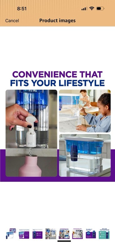 PUR 30-Cup Filter Jug Water Dispenser, Carbon Filter, Blue/White/Clear gallery