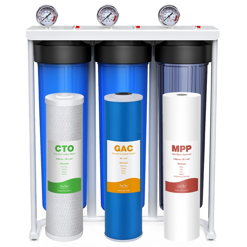 3-Stage 20"x4.5" Whole House Water Filtration System+Big Housings&Pressure Gauge gallery