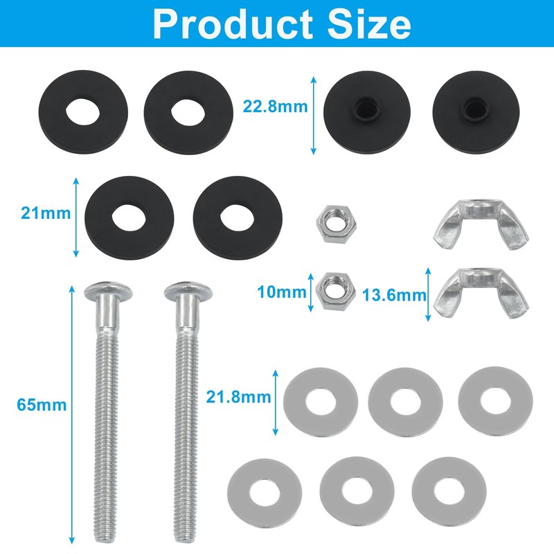 Universal Toilet Tank To Bowl Bolts Kit Stainless Steel Heavy Duty 4 PCS gallery