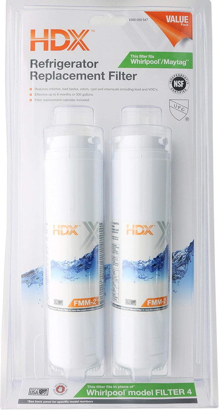 FMM-2 Replacement Water Filter / Purifier for Whirlpool Refrigerators (2 Pack)