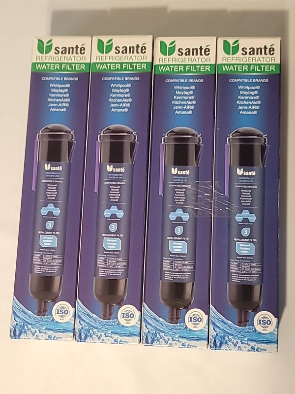 4 Pack Sante Model 3 Refrigerator Replacement Water Filter Fits Kenmore 46-9020