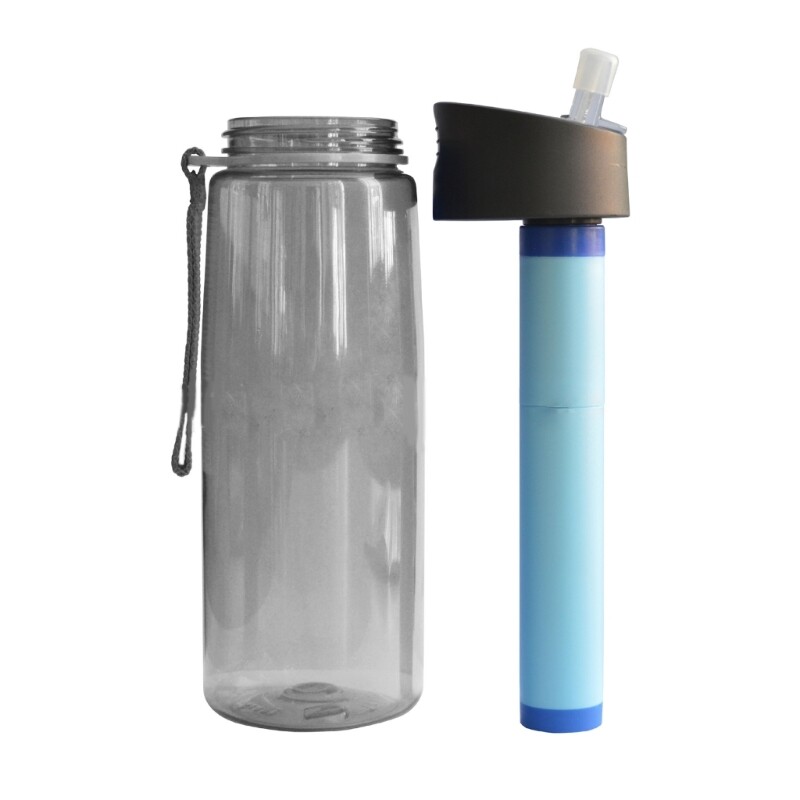 650ml Camp Survival Water Filter Filtration Bottle, Sports Water Purifier Bottle