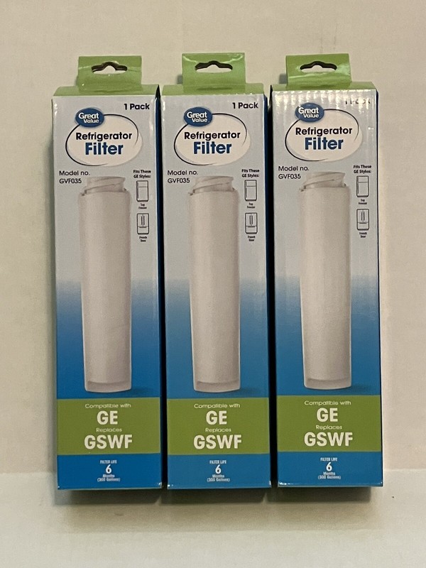 3 Great Value Refrigerator Filter Model No. GE GSWF Replacement for GE Kenmore