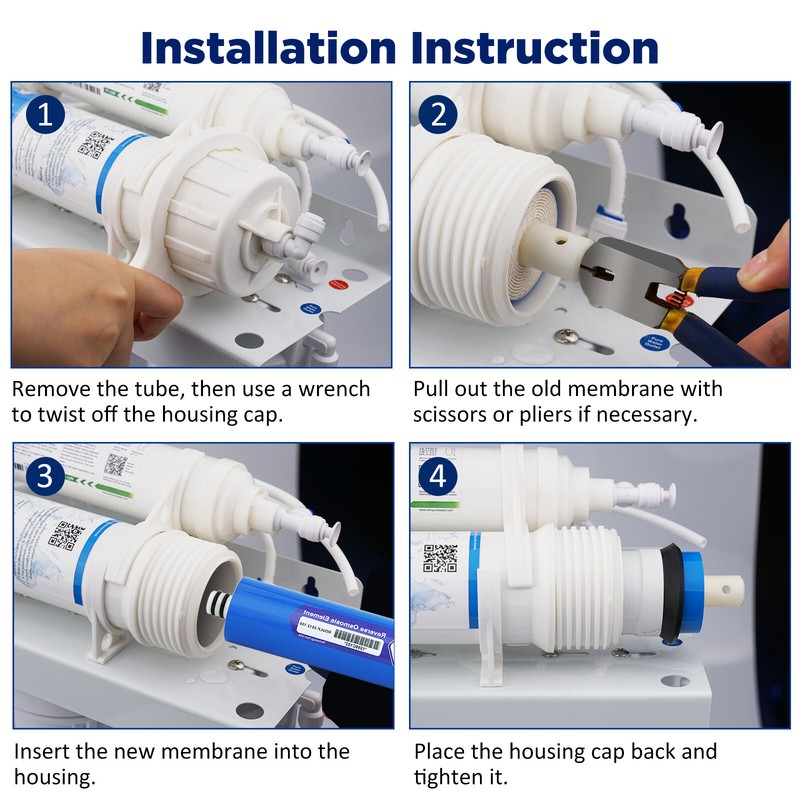4 Pack 600 GPD RO Membrane Drink Water Reverse Osmosis System Filter Replacement gallery