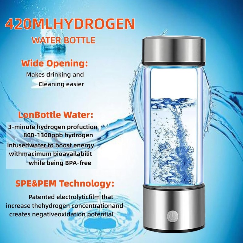 Hydrogen Water Bottle Generator 2 Pack 2025 w SPE/PEM Tech Water Ionizer, Por... gallery