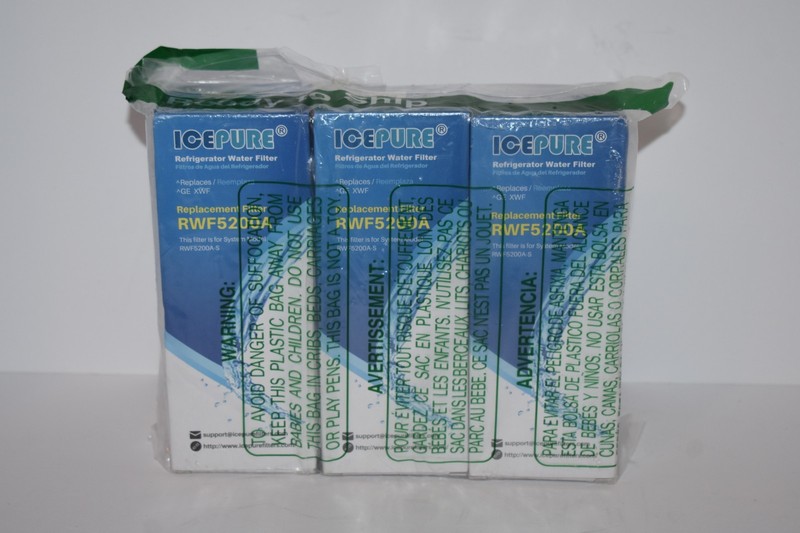 3 ICE PURE REFRIGERATOR WATER FILTERS – REPLACEMENT RWF5200A / replaces GE XWF