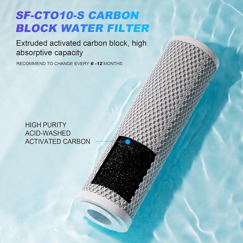 2.5" x 10" Whole House CTO Carbon Sediment Water Filter Cartridge Pack of 4 gallery
