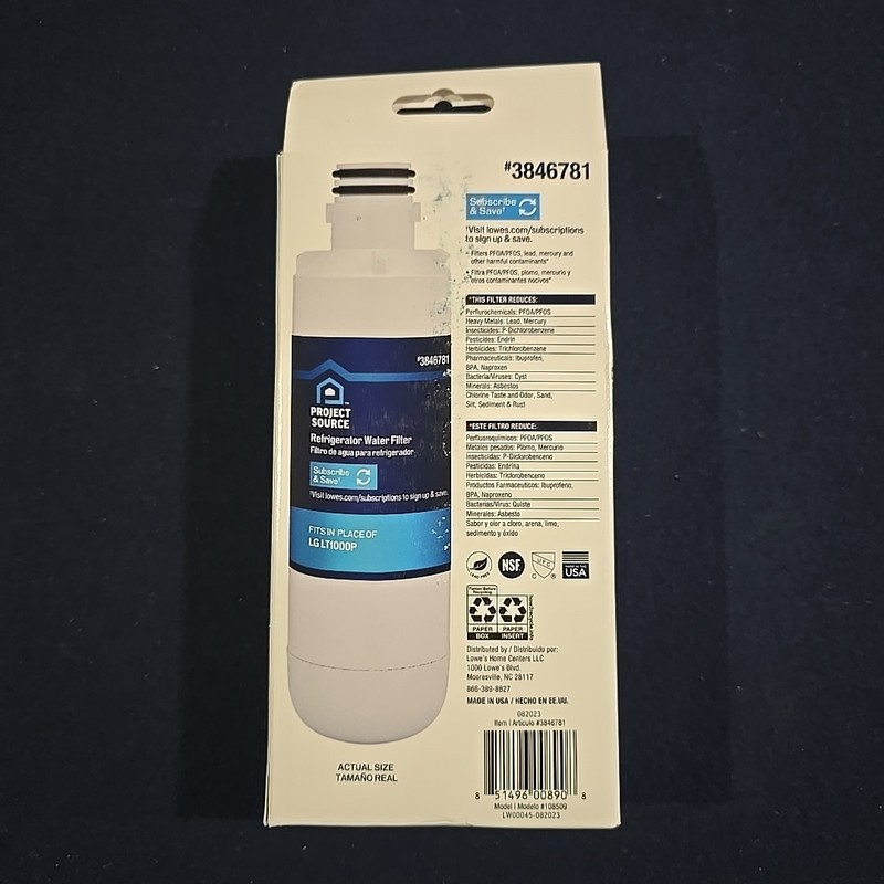 Project Source 6-Month Twist-in Refrigerator Water Filter L-5-2 Fits LG #3846781 gallery