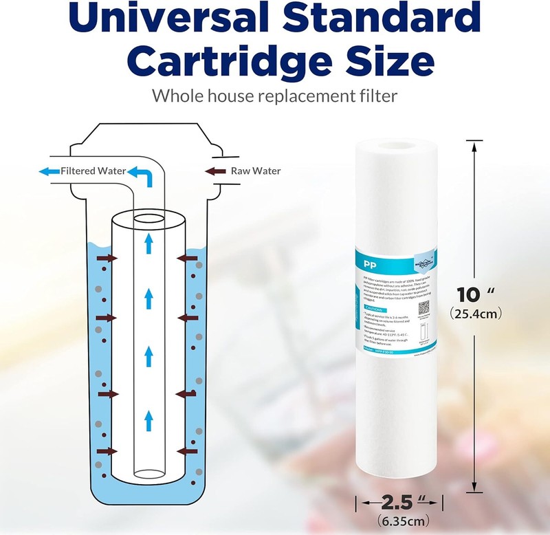 8 Pack 1/5/10/20/25/50 Micron 10"x2.5" Sediment Water Filter Whole House Replace gallery