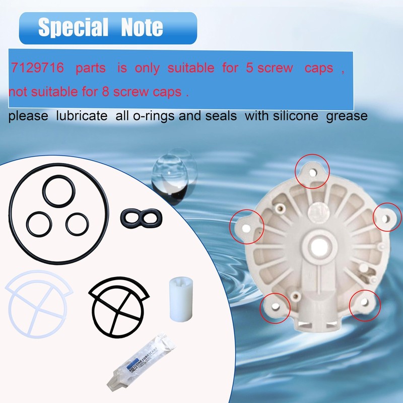 Yomaray 7129716 Water Softener Seal Kit OEM for 5 Screw Caps Replaces 7092163... gallery