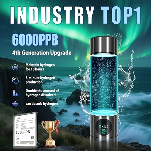 Hydrogen Water Bottle 6000 PPB SPE PEM Generator Rechargeable Travel Sports gallery