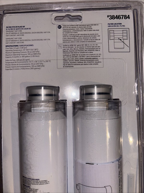 Project Source S-2-2 3846784 HAF-CINS Refrigerator Water Filter 2 Pack BrandNew gallery